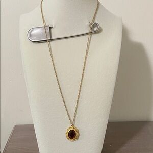 Artisan Gold and Brown Topaz looking Pendant Necklace